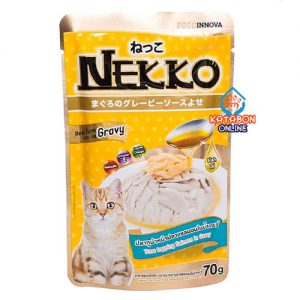Foodinnova Nekko Adult Pouch Wet Cat Food Tuna Topping Salmon In Gravy 70g